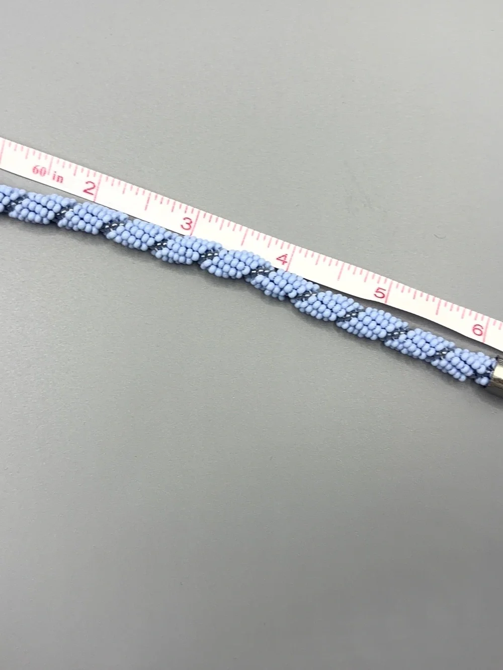 Light Blue Twisted Seed Bead Bracelet with Silver Clasp